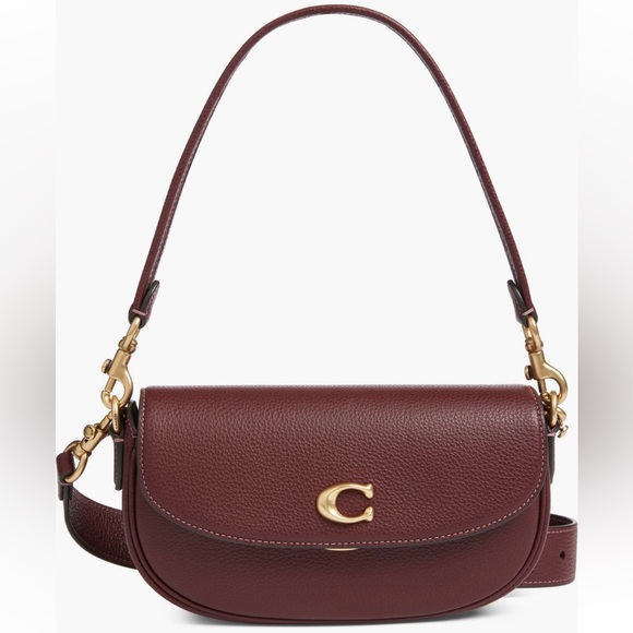 Coach Handbags - New Coach pebbled leather Merlot Shoulder Bag Gold Accents slip pocket in back